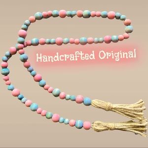 Hand Crafted & Dyed Wood Bead Beautiful Garland Christmas Tree Mantle New B028